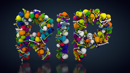 Ruhe in Frieden aus Knochen und Totenköpfen