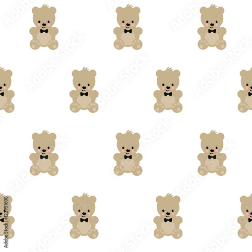 Teddy Bear Seamless Pattern On White Background Cute Vector With