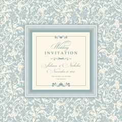 Wedding Invitation cards in an vintage-style blue