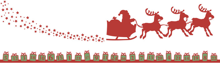 Adventskalender Karte mit Weihnachtsmann (in Rot)