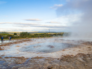 Beautiful Geyser erupting in Iceland