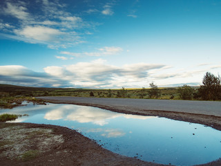 Beautiful icelandic landscape at dusk