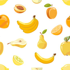 Yellow fruits seamless pattern over white background