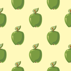 Green vector apples seamless background