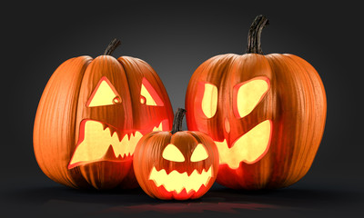 Halloween pumpkins 3d rendering