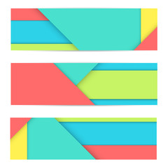 Colorful Banner of Unusual modern material design. Flat geometric style. Abstract Vector Illustration.