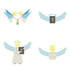 Angels flat icon.Holy bible.Christianity