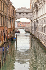 Photo of the Bridge of Sighs (Ponte dei Sospiri ) in Venice (Italy). Edited as a vintage photo. 