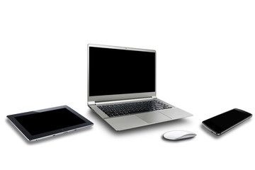 laptop,smartphone,tablet on background