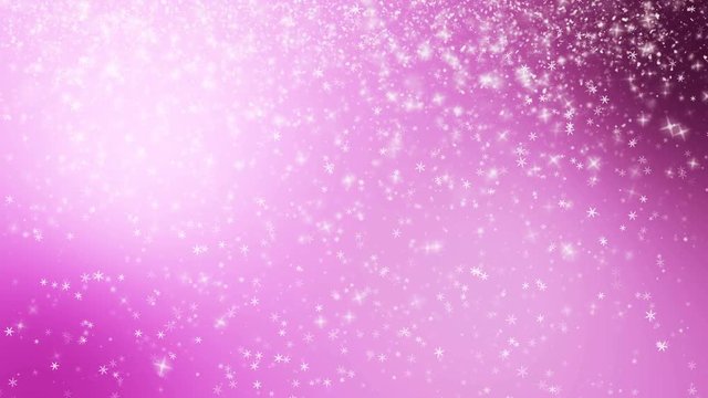 Loopable, seamless loop pink Christmas background with small snowflakes star particles, UHD 4k 3840x2160
