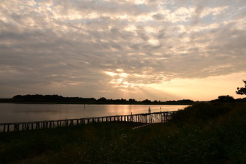 Fototapeta premium Sunset on the lake in Japan.