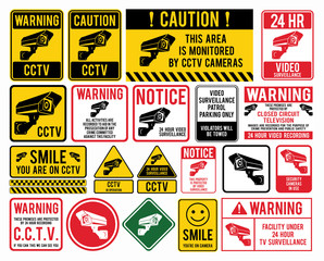 Video surveillance signs. CCTV "Closed Circuit Television" Signs