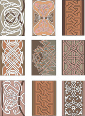 Set of vertical knot ornamental patterns