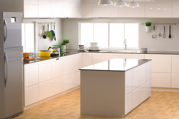 kitchen interior with empty counter