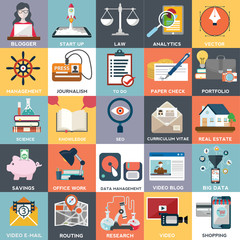 Abstract vector collection of colorful flat business and finance icons. Design elements for mobile and web applications.