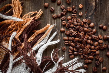 Coffee on grunge wooden background
