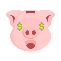 piggy bank with dollar icon in his eyes