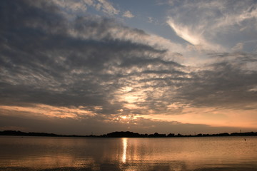 Sunset on the lake in Japan.