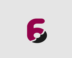 Vector sign spherical number 6 logo
