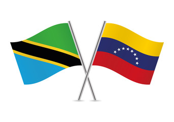 Tanzania and Venezuela flags.Vector illustration.
