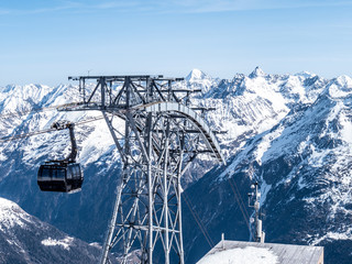 Lift in the Alps with mountain panorama