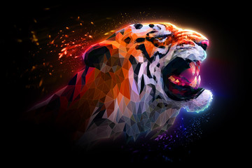 Иллюстрация рычащий тигр. Зов тигра.