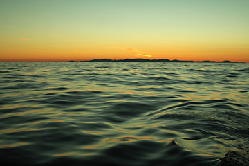 Sunset on sailing boat, Ibiza, Spain