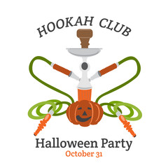 Halloween Party in Hookah club design elements.