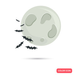 Color moon and bats in Cartoon style. Stock Vector icon. Illustration for web and mobile design