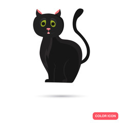 Color black cat in Cartoon style. Stock Vector icon. Illustration for web and mobile design