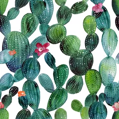 Fotobehang Aquarel natuur Cactuspatroon in aquarelstijl