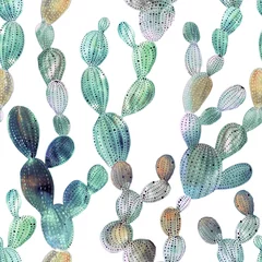 Keuken foto achterwand Aquarel natuur Cactuspatroon in aquarelstijl