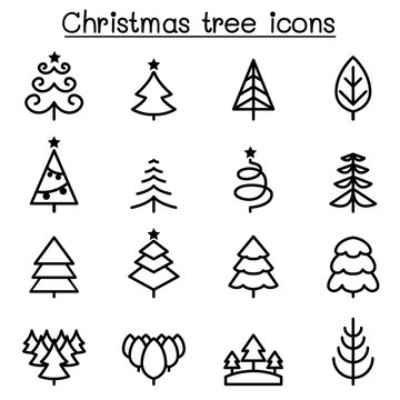 Christmas icon set in thin line style