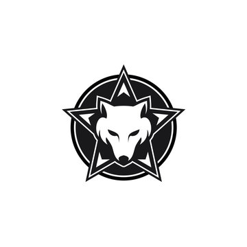 Wolf Star Emblem Logo Modern Vector Icon