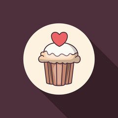 Cupcake muffin icon. Bakery food daily and fresh theme. Purple background. Vector illustration