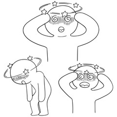 vector set of man got dizziness