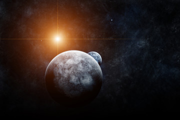 Planet with Moon and Star on background - 122964487
