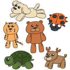 vector set of stuffed animals