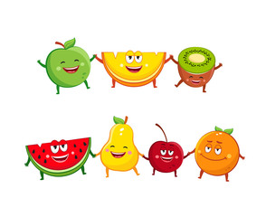 Funny fruits characters cartoon illustration