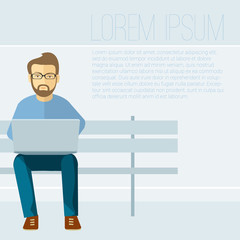 Man with laptop. Vectro concept.