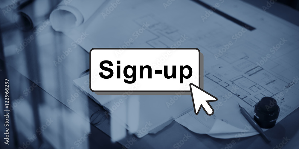 Poster sign-up join login member network page user concept