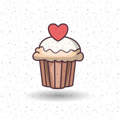 Cupcake muffin icon. Bakery food daily and fresh theme. White and texture background. Vector illustration