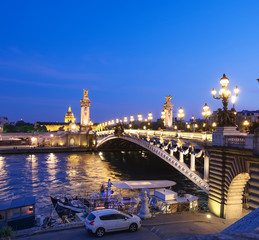 Fototapeta premium Alexandre Bridge in Paris at night