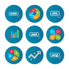 Top-level domains signs. Com, Eu, Net and Org.
