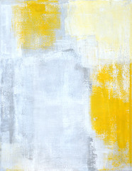 Malarstwo abstrakcyjne szary i żółty - 122968801