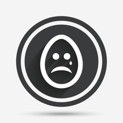 Fototapeta premium Sad egg face with tear sign icon. Crying symbol.