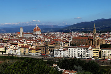 Obraz premium view of the Basilica di Santa Croce and Cathedral di Santa Maria del Fiore. Florence. Italy.