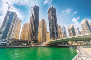 Dubai Marina skyline at United Arab Emirates
