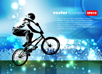 Naklejka na ściany i meble BMX, extreme and fun sport, vector illustartion for banner or poster