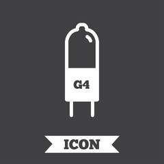 Naklejka premium Light bulb icon. Lamp G4 socket symbol.